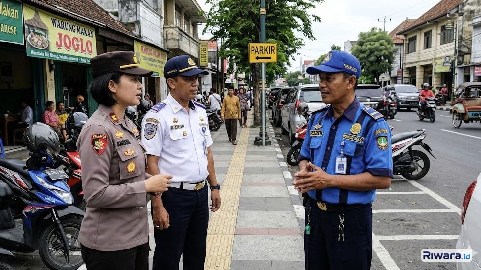 Ilustrasi penertiban juru parkir di Solo dibuat dengan bantuan Gemini AI